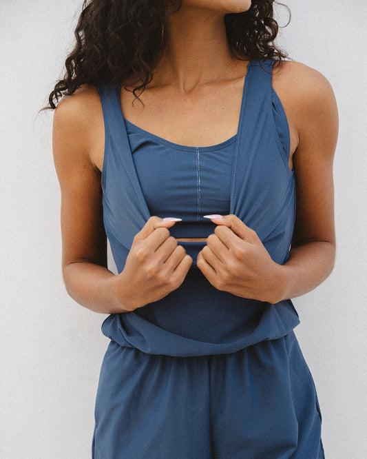 sage swim romper - FINAL SALE