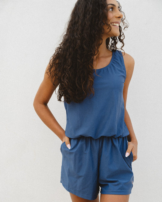 sage swim romper - FINAL SALE