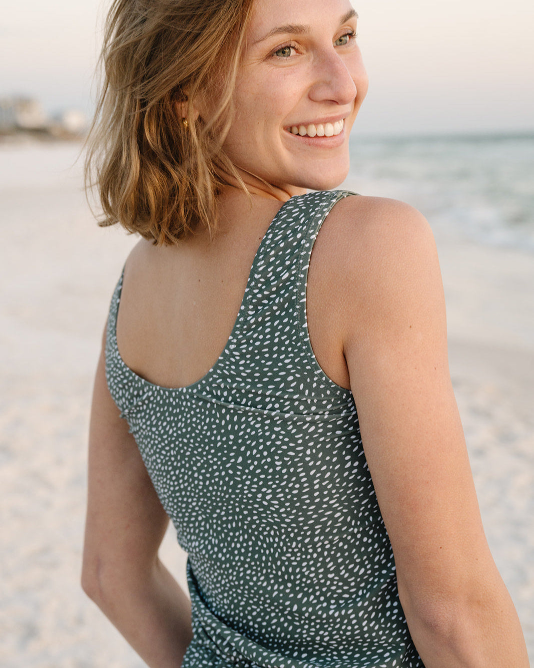 sage swim romper - FINAL SALE